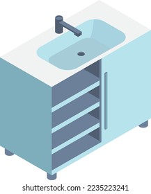 Bathroom sink base cabinet. Isometric furniture icon