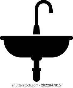 Bathroom sink basin with faucet drain icon for interior design bathroom plumbing interior silhouette washbasin sanitary