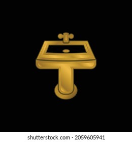 Bathroom Sink Gold Plated Metalic Icon Or Logo Vector