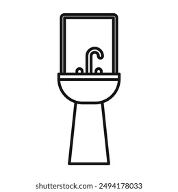 Bathroom sink icon Black line art vector