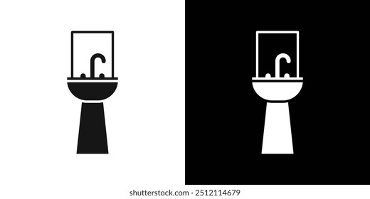 Icono de fregadero de baño Conjunto de logotipo de Vector de arte de línea negra