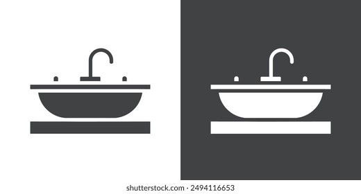 Bathroom sink icon Flat set in black and white color outline vector