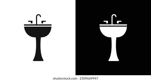 Ícone de pia do banheiro Vetor plano conjunto contorno