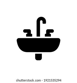 bathroom sink icon of glyph style design vector template