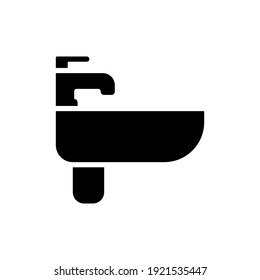 bathroom sink icon of glyph style design vector template