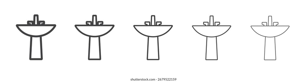 Icono de lavabo de baño Símbolo de ilustración de gráficos de línea