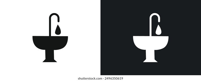 Bathroom sink icon linear graphics set vector in black