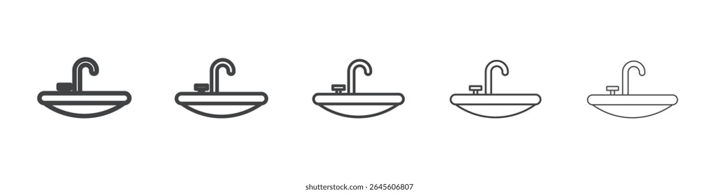 Símbolo do vetor da ilustração do contorno do ícone do lavatório do banheiro