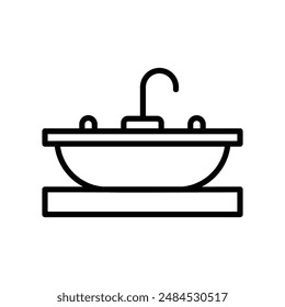 Bathroom Sink Icon for Plumbing Fixtures, Home Renovation, and Hygiene Graphics