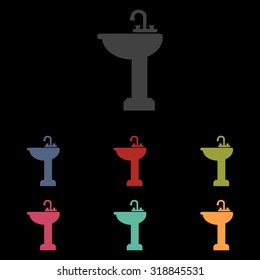 bathroom sink. Icon set