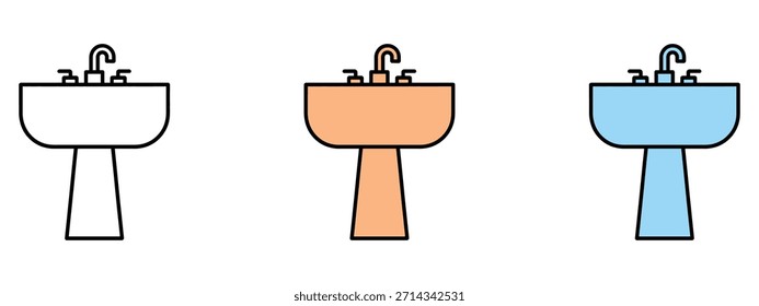 Vector de icono de lavabo. símbolo sanitario moderno. Ilustración vectorial.