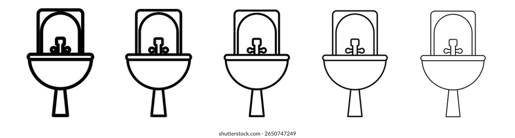 Símbolo ou ilustração do contorno do vetor do ícone da pia do banheiro