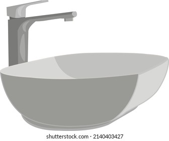 El lavabo del cuarto de baño, ilustración, vector sobre un fondo blanco.