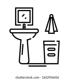 Bathroom sink line icon, concept sign, outline vector illustration, linear symbol.