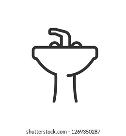bathroom sink. linear icon. Line with editable stroke