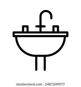 Bathroom sink linear logo mark in black and white