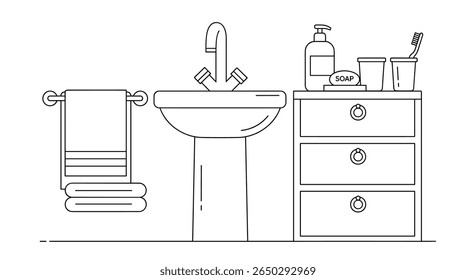 Bathroom Sink Minimalistic Line Art Illustration Cleanliness Fixture Interior Design Hygiene Simplicity Drawing Artistic