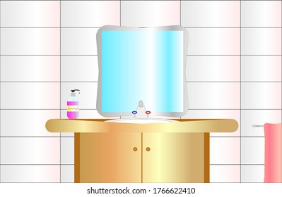 Bañera, espejo y jabón líquido