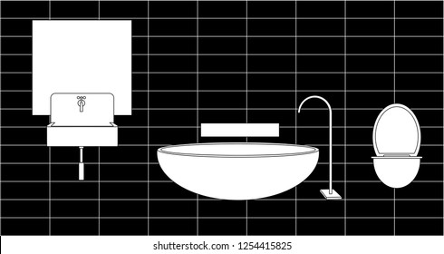 bathroom sink, mirror vector eps 10