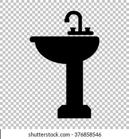 Bathroom sink sign. Flat style icon on transparent background