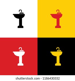Bathroom sink sign. Vector. Icons of german flag on corresponding colors as background.