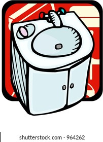 Bathroom sink with soap.Pantone colors.Vector illustration