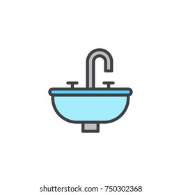 Bathroom Sink Unit Line Icon Outline Stock Vector (Royalty Free ...