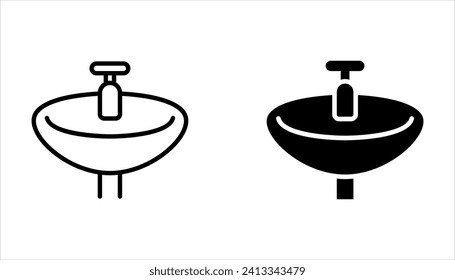 Conjunto de iconos de la línea del lavabo del cuarto de baño, símbolo del vector de contorno, pictograma de estilo lineal aislado en fondo blanco