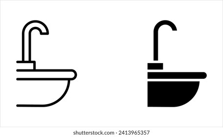 Bathroom sink unit line icon set, outline vector sign, linear style pictogram isolated on white background