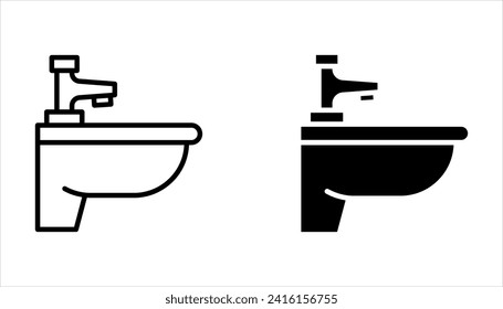 Einheitensymbol der Badewaschbecken-Einheit, Vektorsymbol, lineares Piktogramm einzeln auf weißem Hintergrund