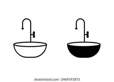 Icono de línea de lavabo de baño, signo de Vector de contorno, pictograma de estilo lineal aislado en blanco. Símbolo, ilustración del logotipo.	
