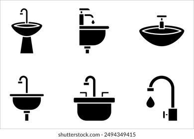 Bathroom sink unit line icon set, outline vector sign, vector illustration on white background