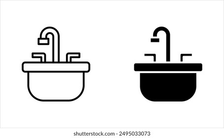 Bathroom sink unit line icon set, outline vector sign, vector illustration on white background