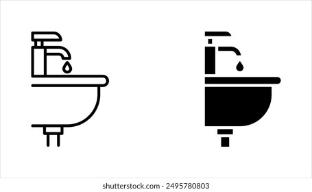 Bathroom sink unit line icon set, outline vector sign, vector illustration on white background