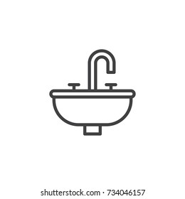 Bathroom sink unit line icon, outline vector sign, linear style pictogram isolated on white. Symbol, logo illustration. Editable stroke