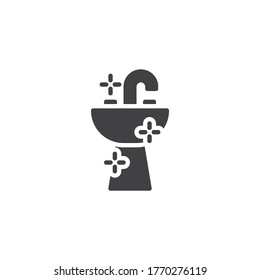 Bathroom sink vector icon. filled flat sign for mobile concept and web design. Washbasin and water tap glyph icon. Symbol, logo illustration. Vector graphics