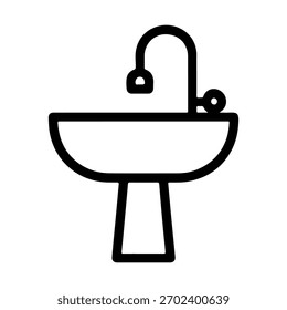 Icono de la línea del Vector del fregadero del cuarto de baño en un fondo blanco
Icono de línea de Vector