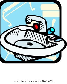 Bathroom sink.Pantone colors.Vector illustration