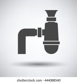 Bathroom siphon icon on gray background, round shadow. Vector illustration.