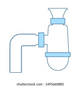 Bathroom Siphon Icon. Thin Line With Blue Fill Design. Vector Illustration.
