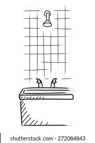 Bathroom sketch isolated on white background