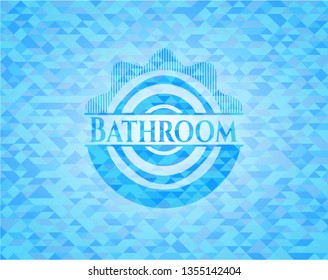 Bathroom sky blue emblem with triangle mosaic background