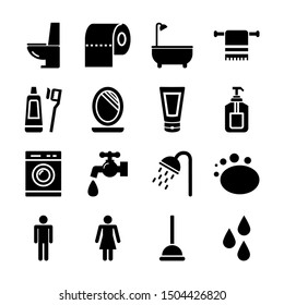 diseño vetor de iconos sólidos de baño