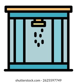 Bathroom stall icon. Outline bathroom stall vector icon color flat isolated
