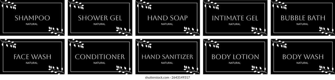 Bathroom sticker template, gel frame, soap badge, shampoo tag.
