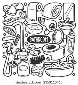 Bathroom Stickers Hand Drawn Doodle Coloring Vector