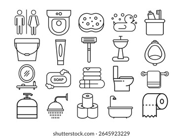 Bathroom Stuff Lined Icon Element
