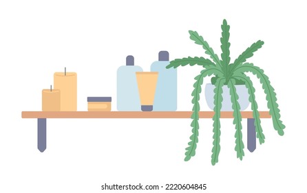 Bathroom suspended shelf semi flat color vector object. Editable element. Full sized item on white. Cosmetic products simple cartoon style illustration for web graphic design and animation