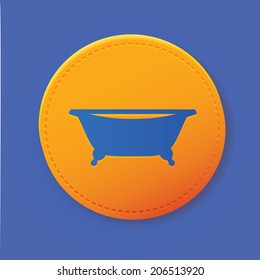 Bathroom symbol on yellow button,vector