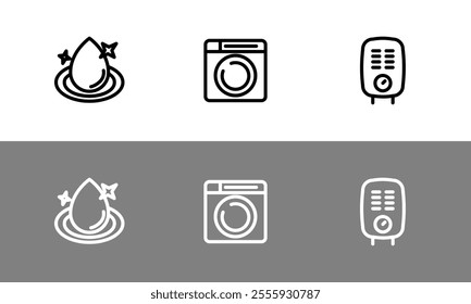 Bathroom symbol set - flat bathroom symbols.